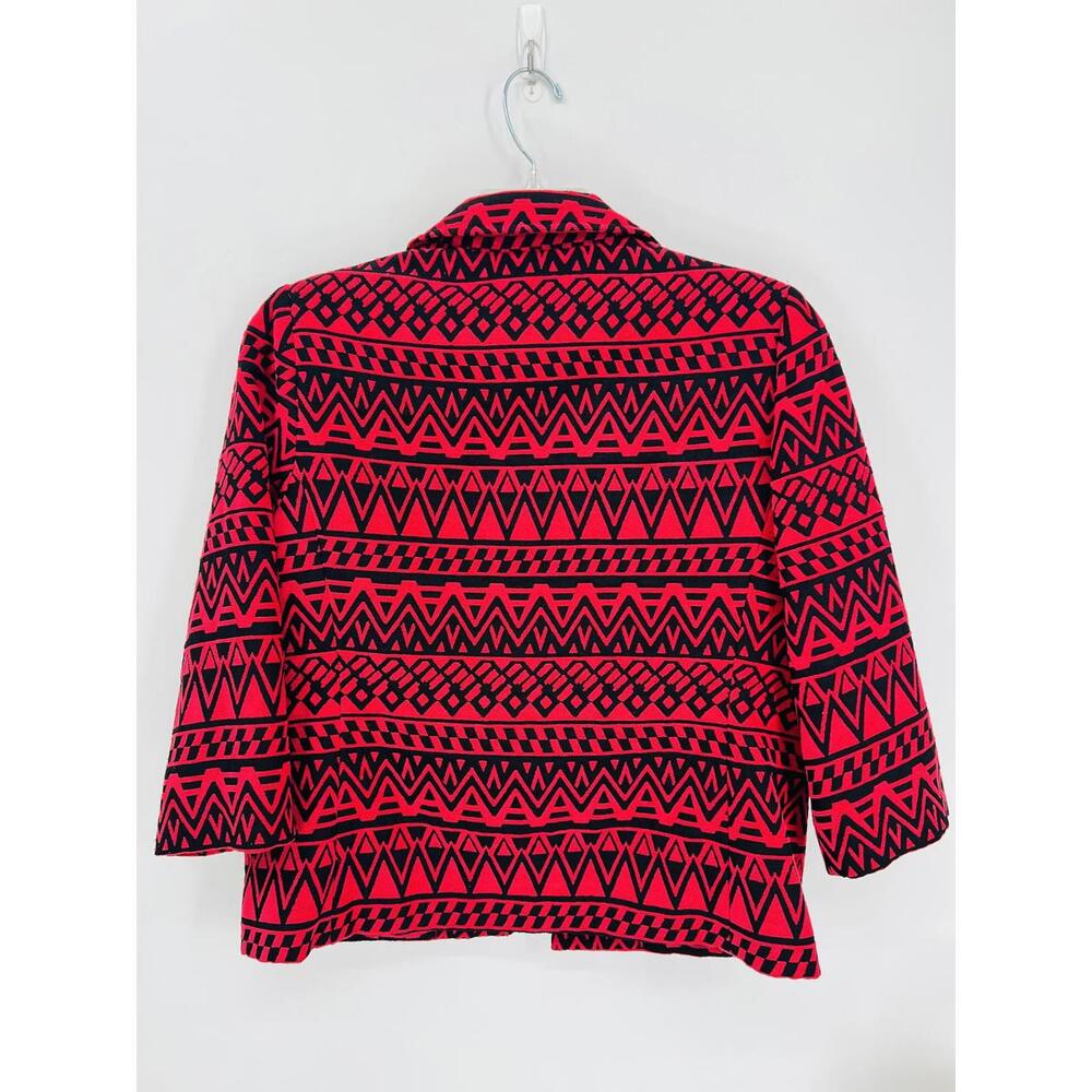 Geometric Pattern Cropped Jacket Size 10p Red Bla… - image 5